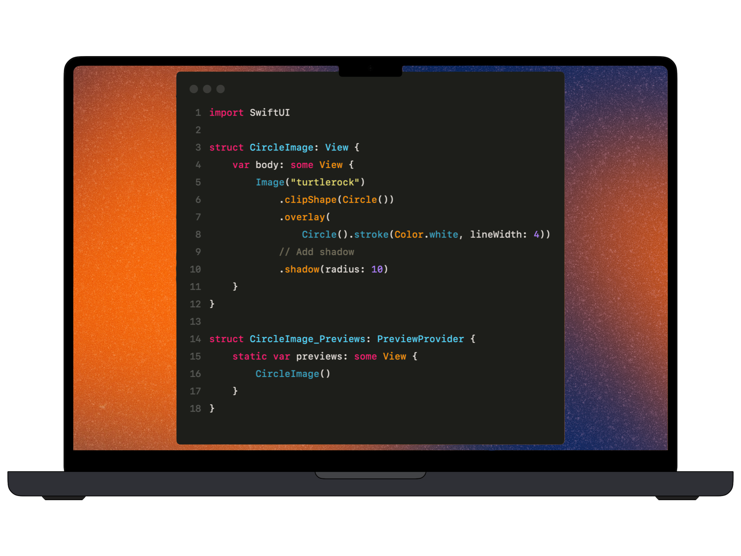 Ordinateur avec du code