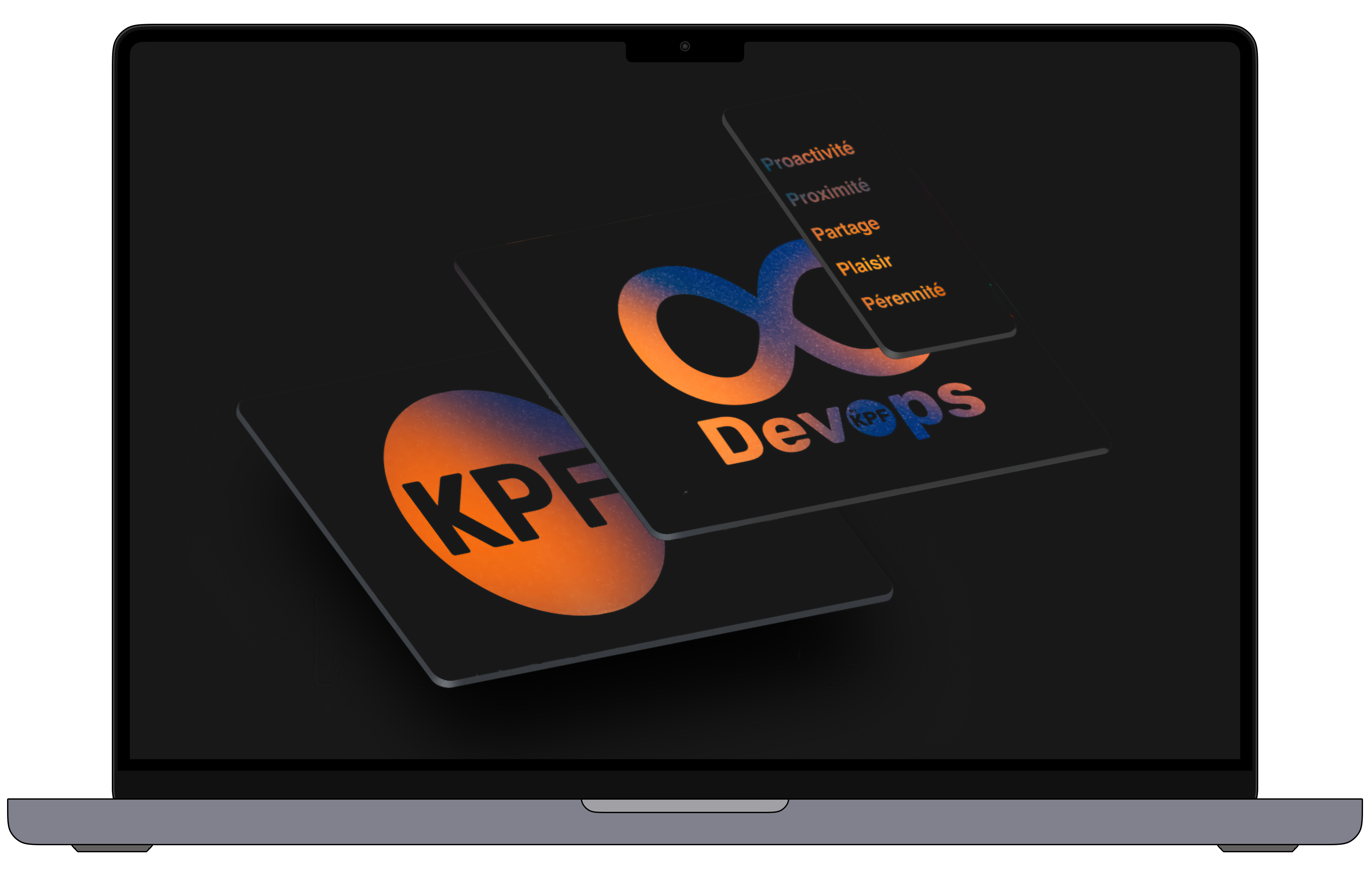 Image de layers avec logo KPF, Devops et valeurs KPF